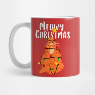 Meowy Christmas Funny Ginger Cat Mug